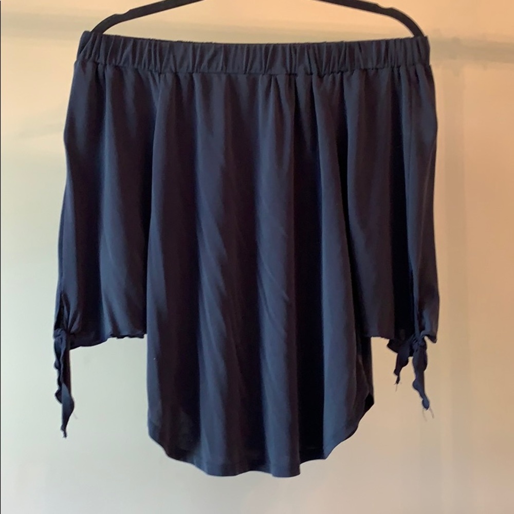 Navy Blue Off the Shoulder Top